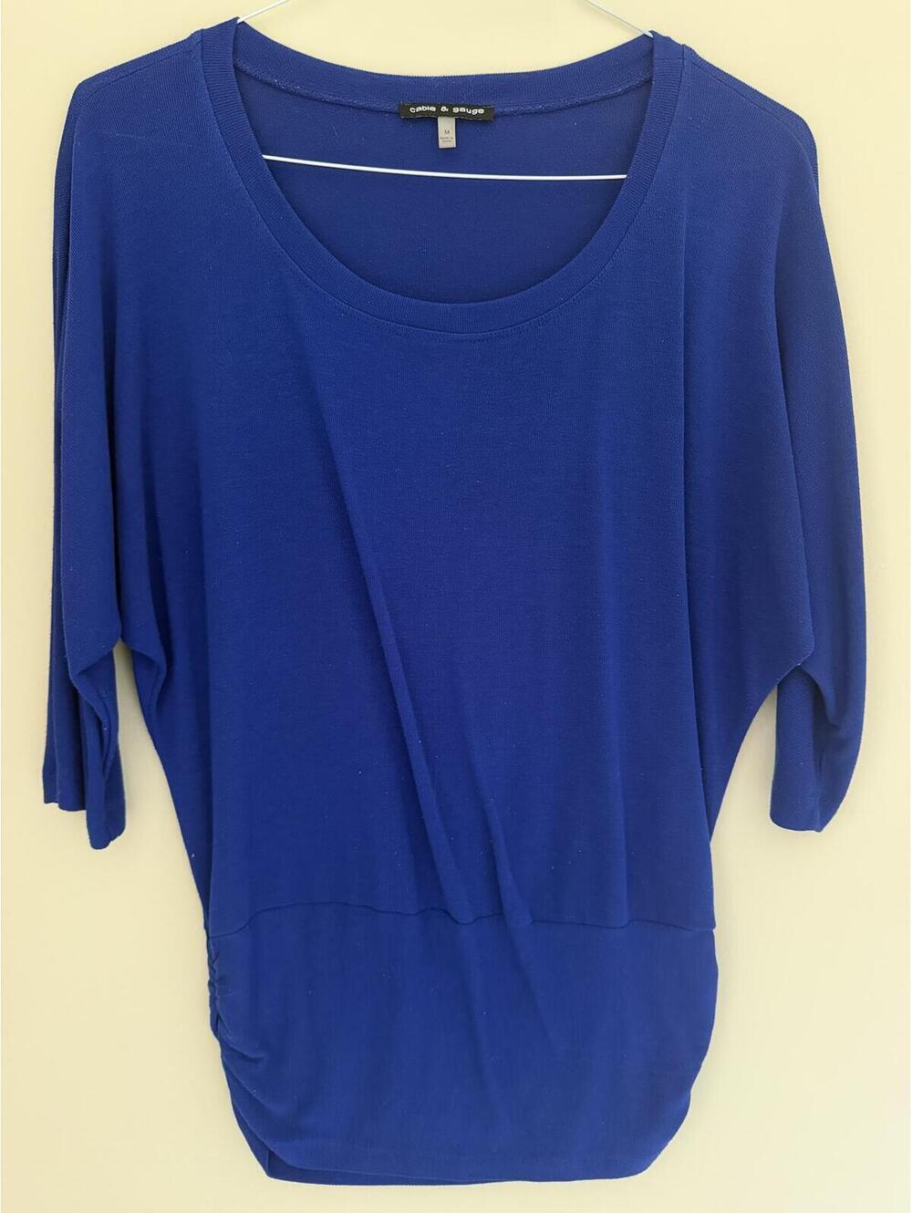 Medium Vibrant Royal Blue Lightweight Sweater W/ Ruching